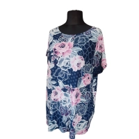 Tunika kimono z okrągłym dekoltem i pięknym różanym wzorem